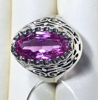 Кольцо. Серебро 875 пробы. Корунд. Размер 19