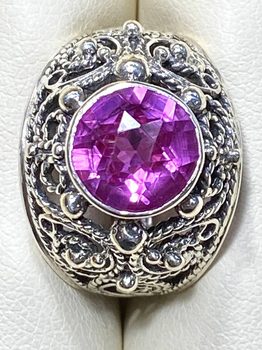 Кольцо. Серебро 875 пробы. Корунд. Размер 18